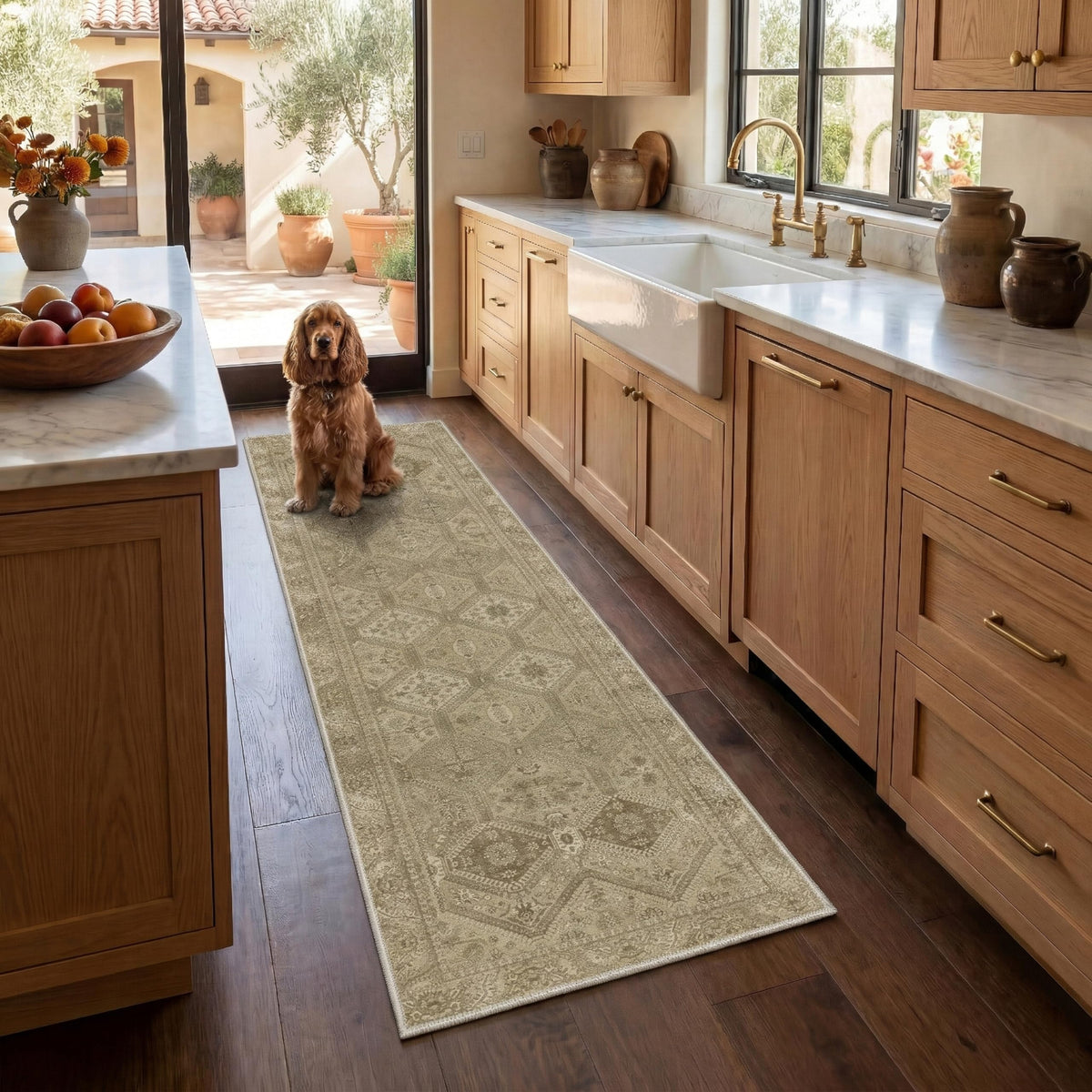 GENIMO 2x5 Washable Runner Rug Non Slip for Hallway, Light Taupe Brown