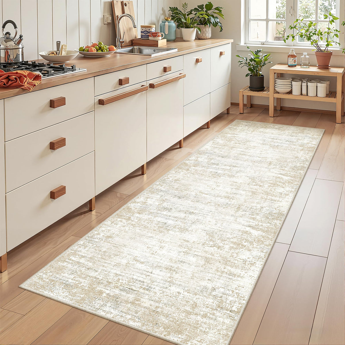 2x8 Runner Rug Non Slip,Washable Hallway Runner Rug,Beige