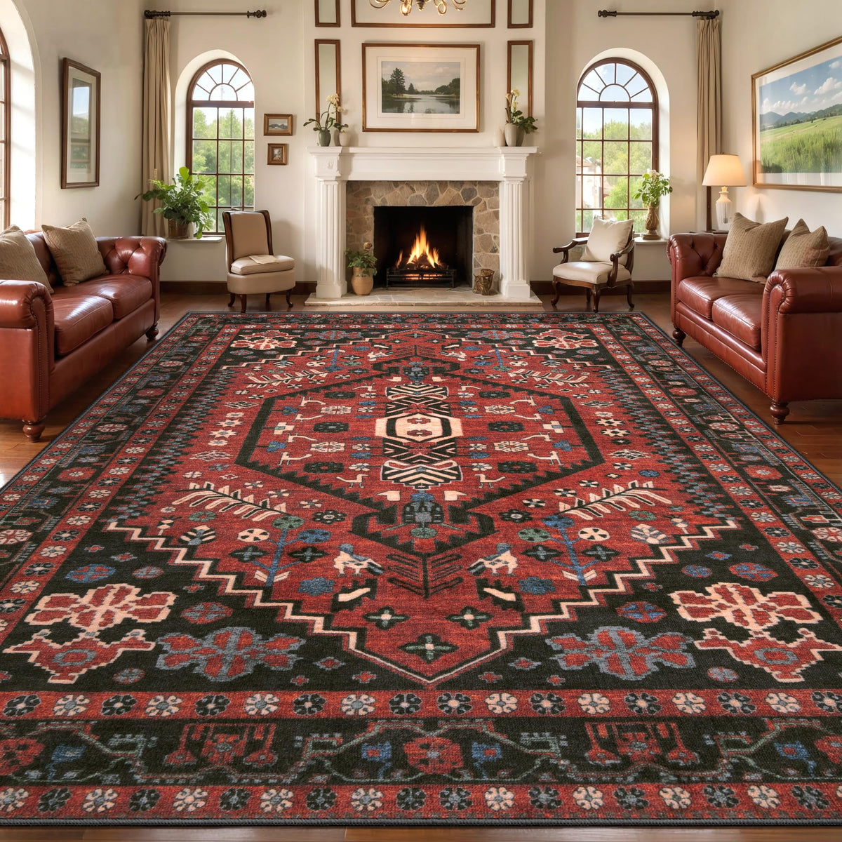 Ciicool Washable 3x5 Area Rug,Boho Non-Slip Indoor Mat for Entryway Kitchen