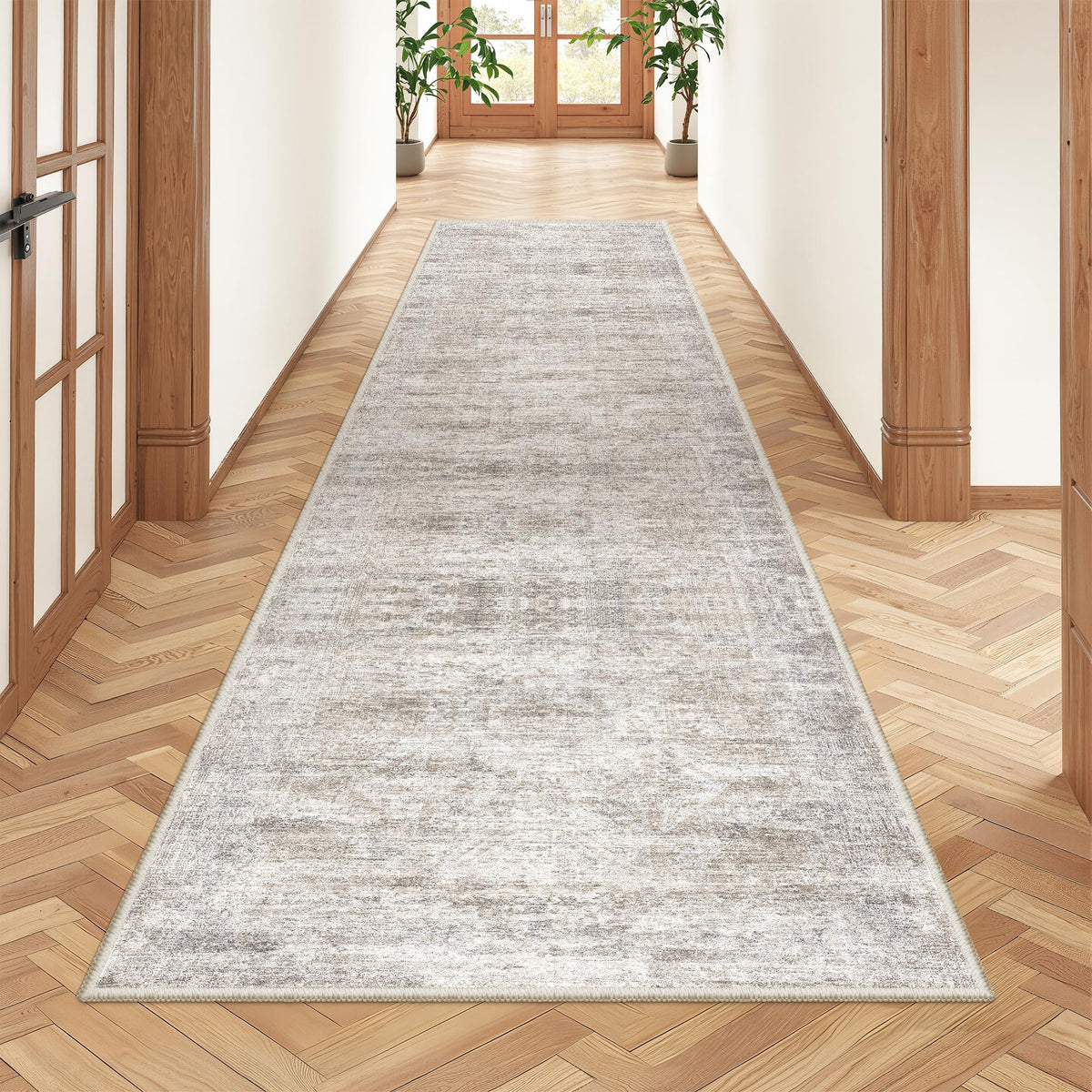 2x8 Runner Rug Non Slip,Washable Hallway Runner Rug,Beige