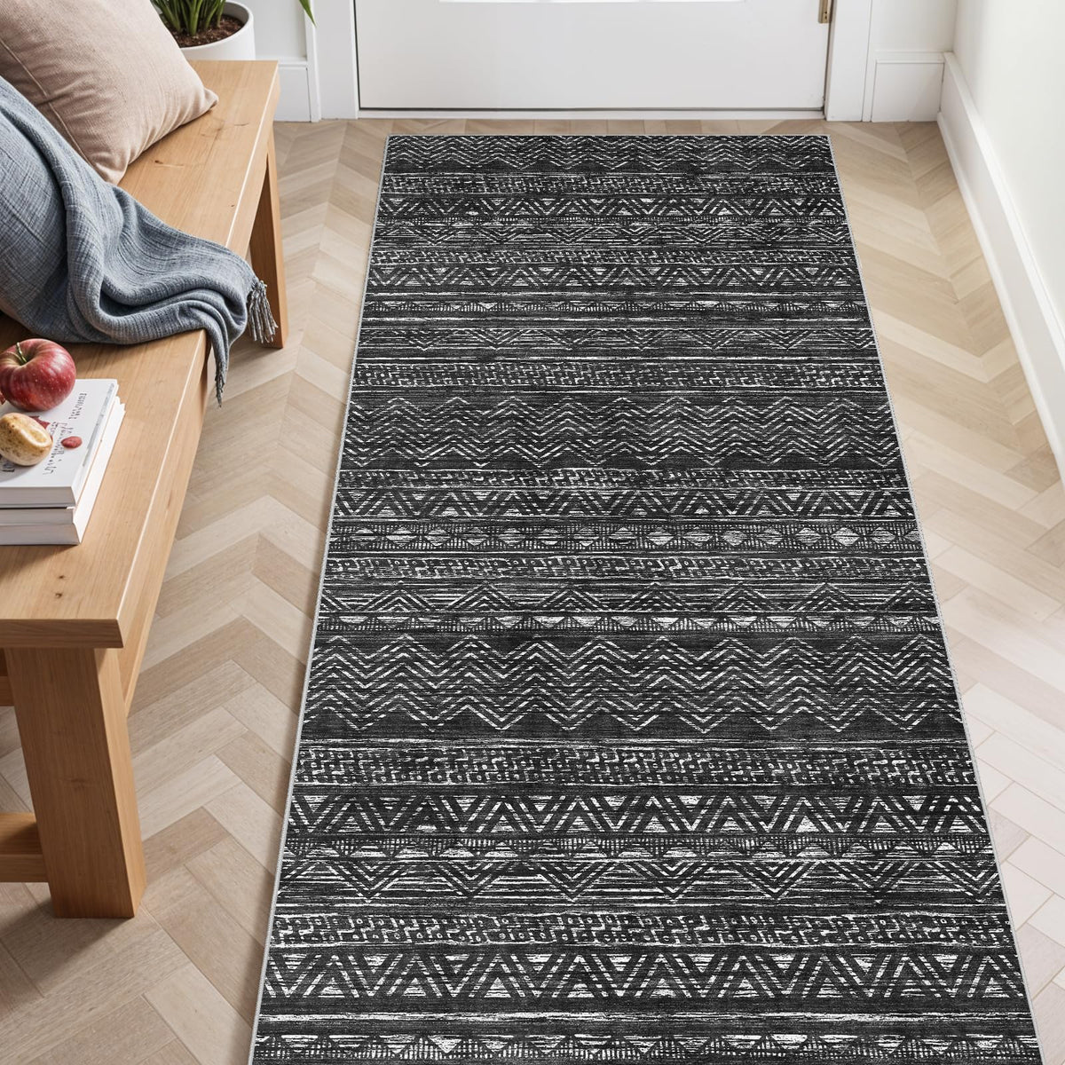 2x5 Runner Rug Washable Moroccan: Non Slip Kitchen Long Floor Mat Beige