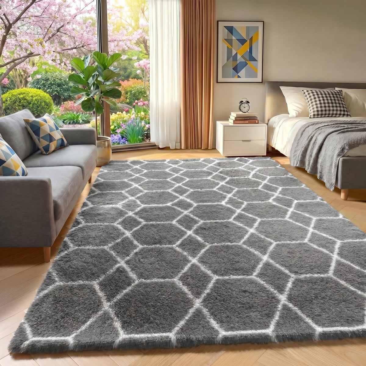 White Runner Rugs for Bedroom Living Room, Fluffy 2x6 Bedside Soft Area Rug