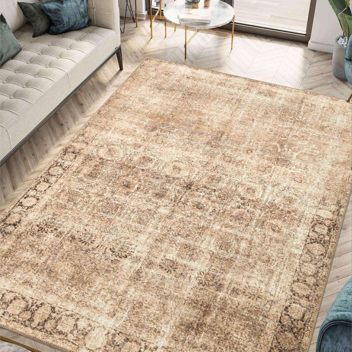 Keen Home Design Vintage Washable Entryway Rug, Non-Slip Low Pile, 2x3