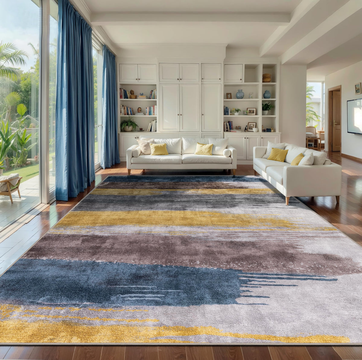 Ciicool Washable Area Rug 2x3 Entryway Rug, Modern Abstract Entry Mat Navy