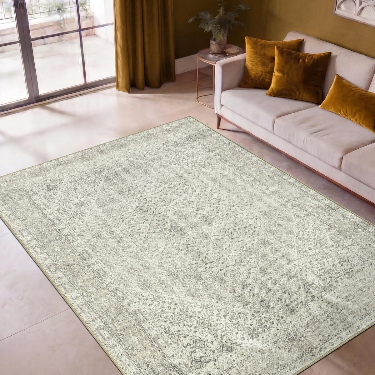 Keen Home Design Vintage Washable Entryway Rug, Non-Slip Low Pile, 2x3