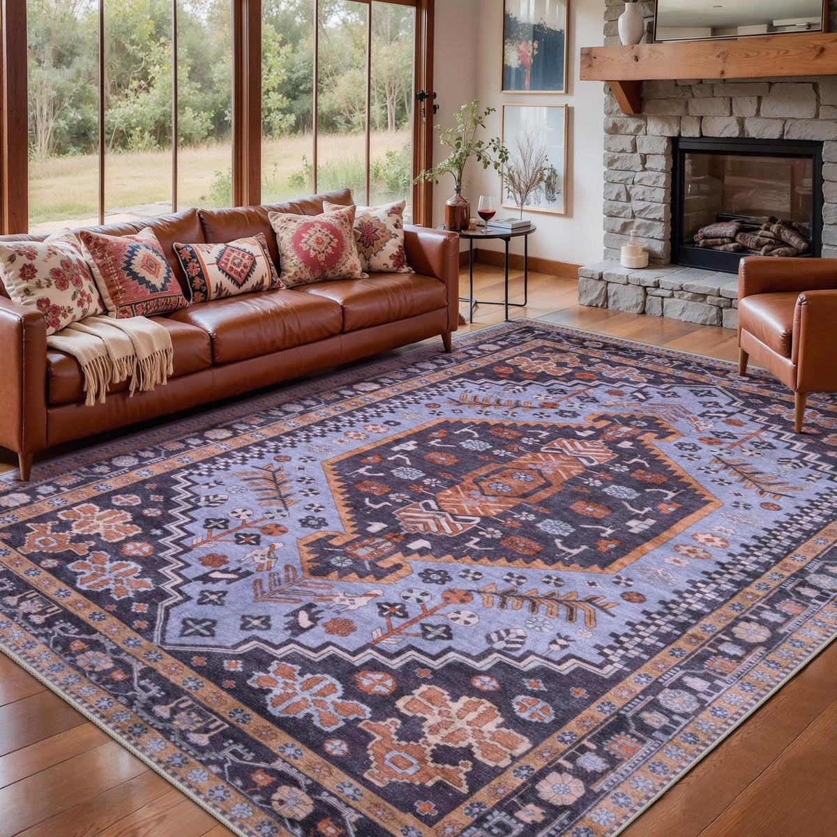 Ciicool Washable 3x5 Area Rug,Boho Non-Slip Indoor Mat for Entryway Kitchen