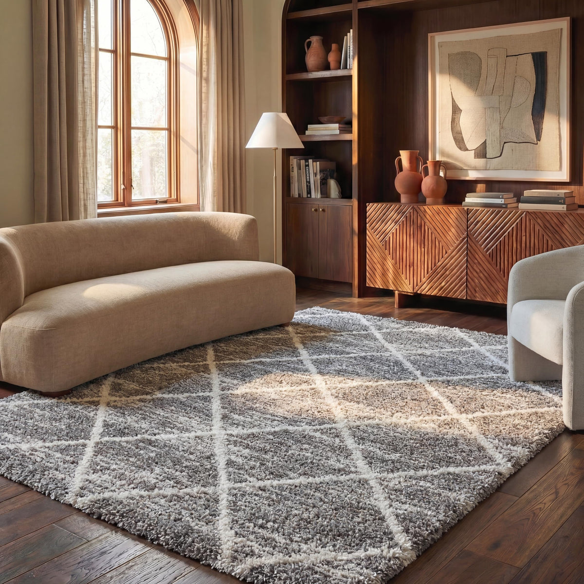 SAFAVIEH Hudson Shag Accent Rug 2'x3', Soft Distressed Grey & Ivory SGH281K