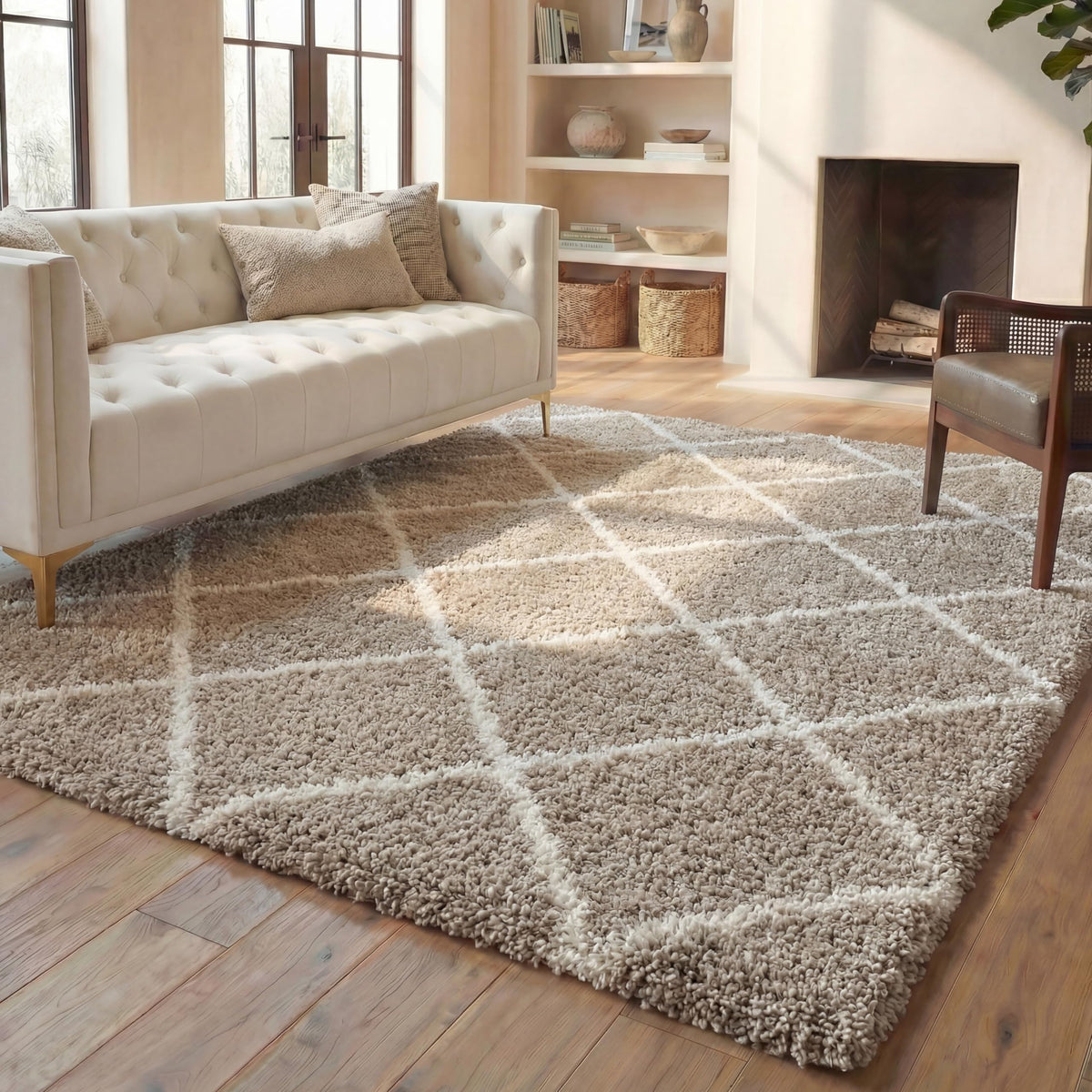 SAFAVIEH Hudson Shag Accent Rug 2'x3', Soft Distressed Grey & Ivory SGH281K