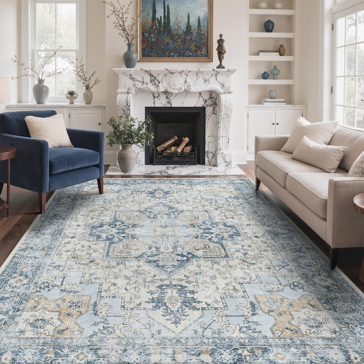 GENIMO 2x5 Washable Runner Rug Non Slip for Hallway, Light Taupe Brown