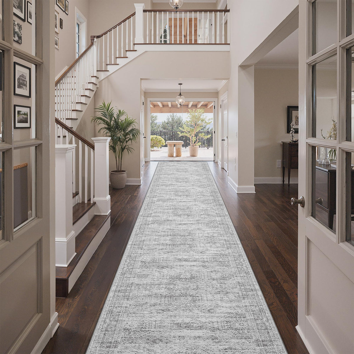 2x8 Runner Rug Non Slip,Washable Hallway Runner Rug,Beige