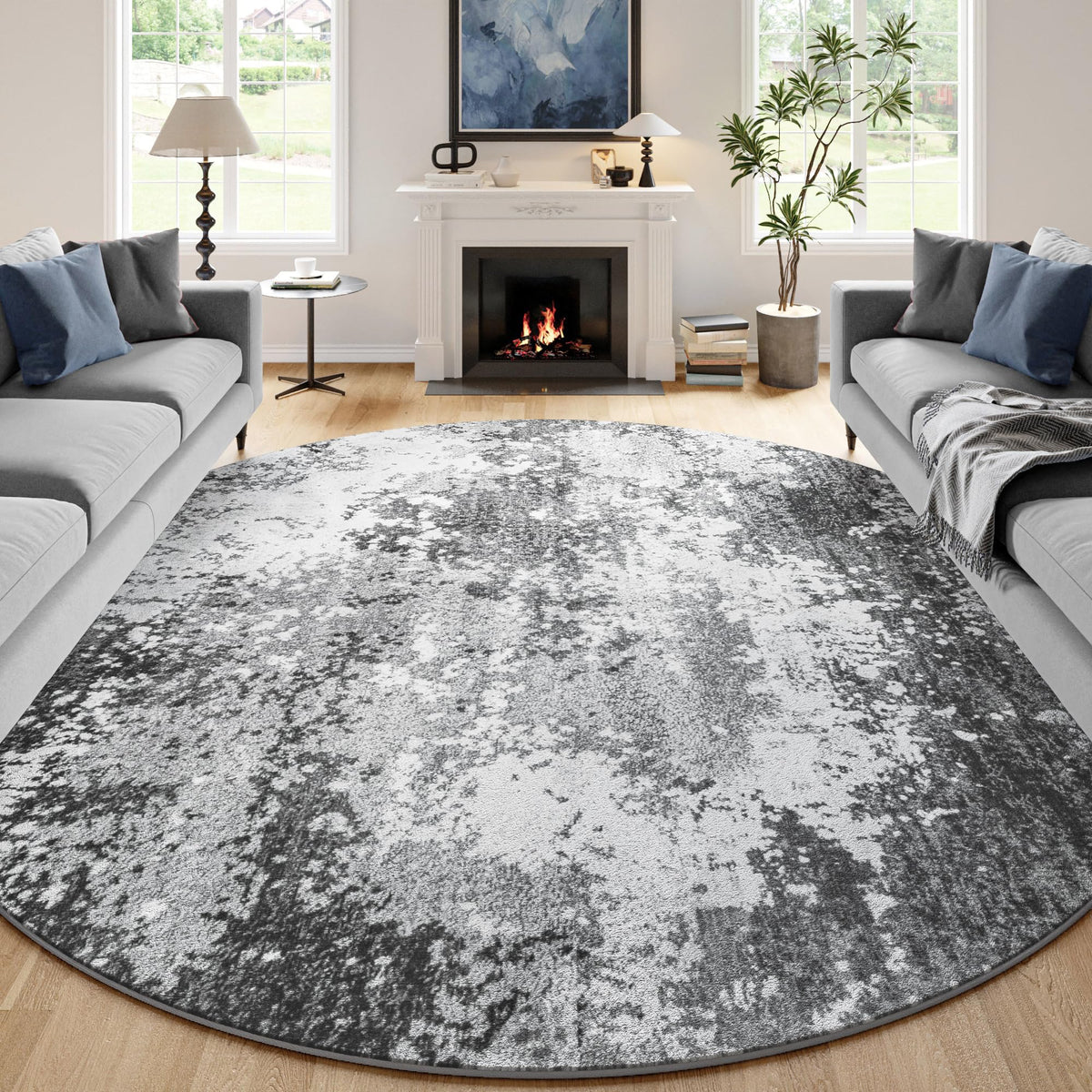 Entryway Rug 2x3 Grey Door Mat Indoor Entrance 24x36, Washable Small Throw Rugs for Kitchen Floor, Entry, Front Door, Bedroom Bedside, Non-Slip Low Pile Stain & Fade Resistant, Abstract Gray