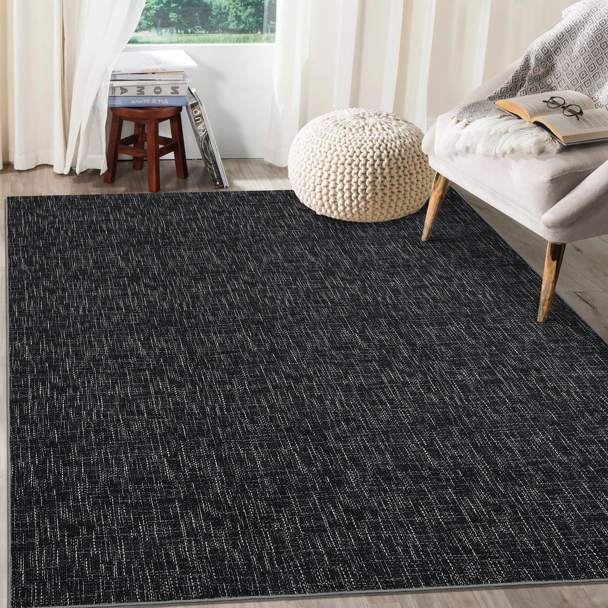 RUGSREAL Small Area Rug 2x3 Entryway Mat with Rubber Backing Stain Resistant Throw Carpet Modern Solid Color Bath Mat Contempowary Washable Rug for Living Room Bedroom Dining Room Kitchen, Beige 2x3