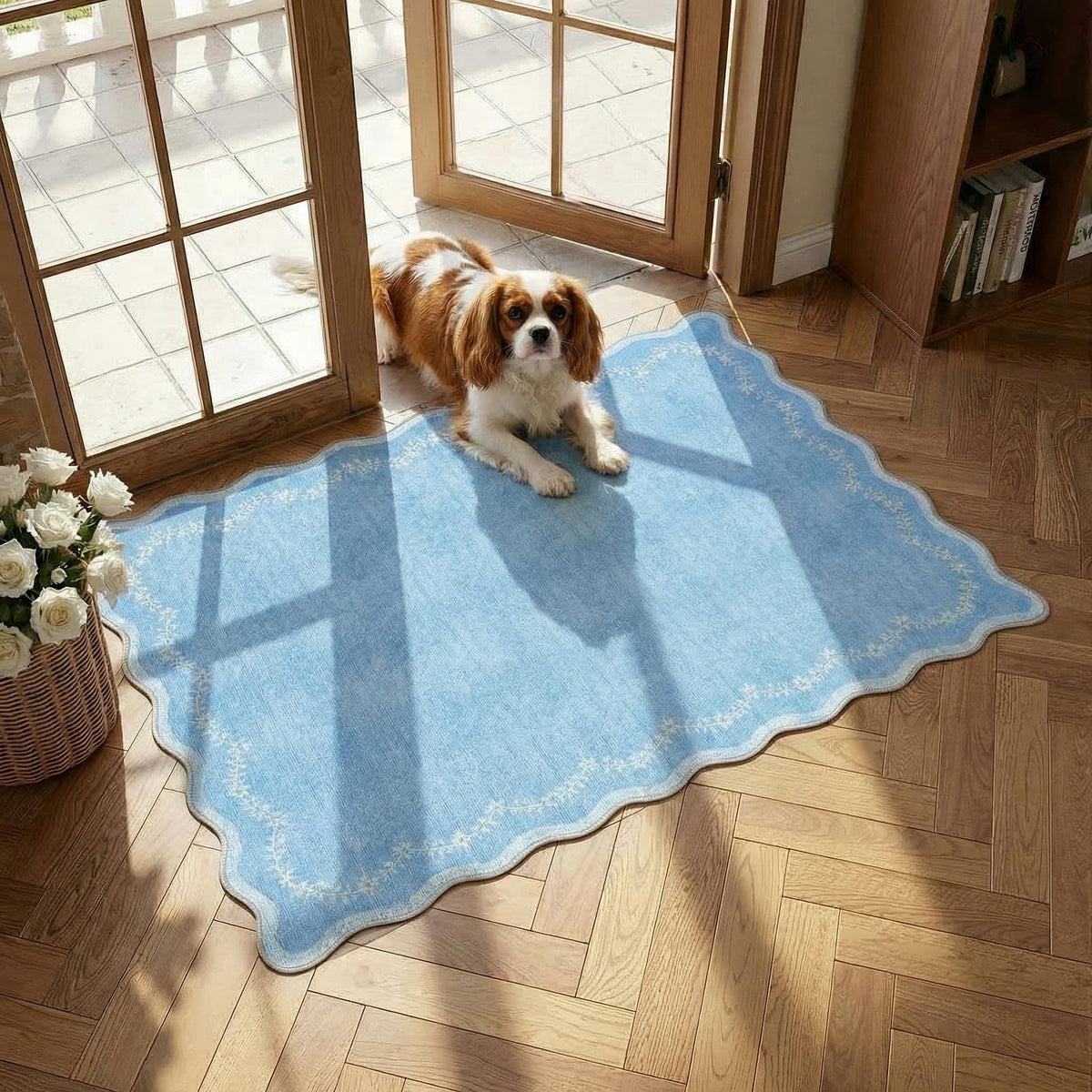 GarveeHome 3x5 Scalloped Washable Area Rug Non Slip Bedroom Entryway Rug