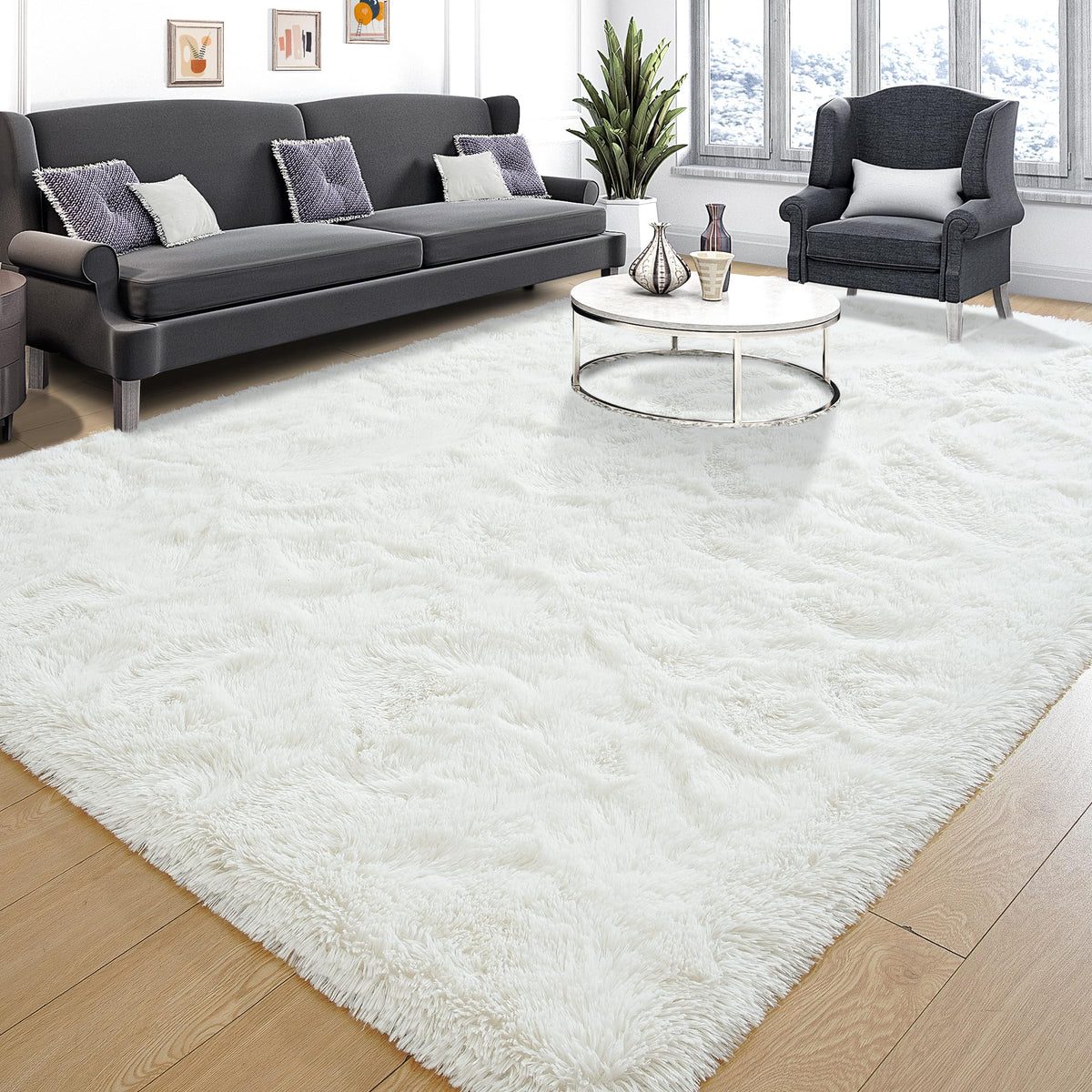 Tepook Black Soft Runner Rugs for Bedroom 2x6 ft with Rubber Backing
