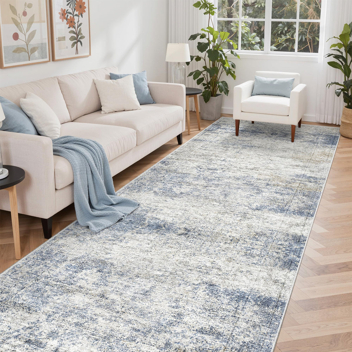 2x8 Runner Rug Non Slip,Washable Hallway Runner Rug,Beige