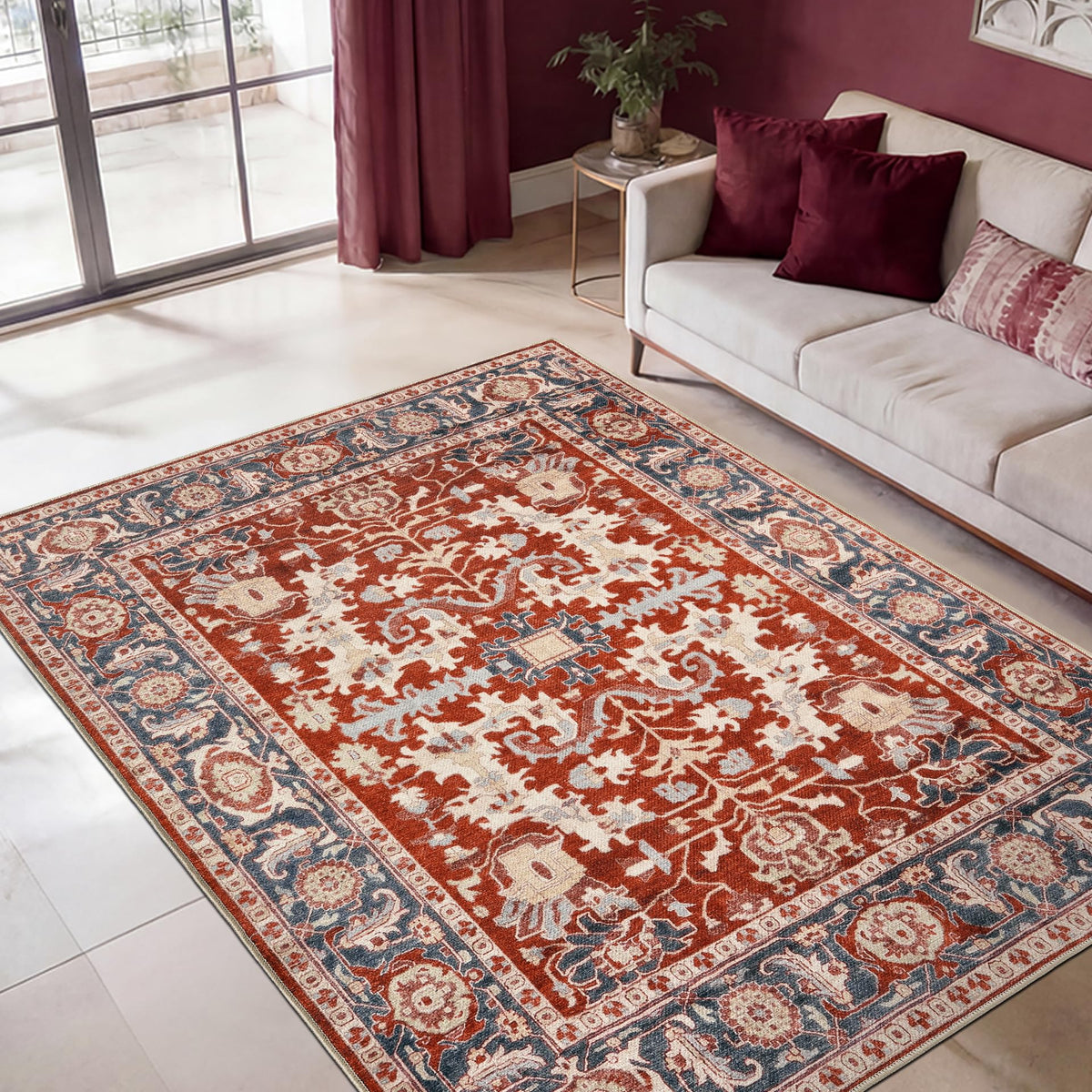 Keen Home Design Vintage Washable Entryway Rug, Non-Slip Low Pile, 2x3