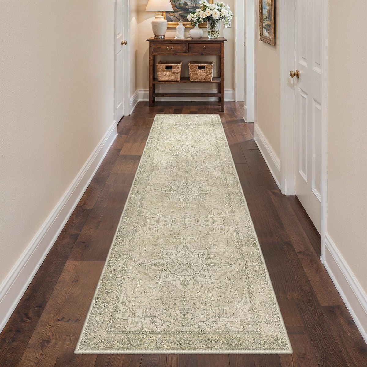 GENIMO 2x5 Washable Runner Rug Non Slip for Hallway, Light Taupe Brown