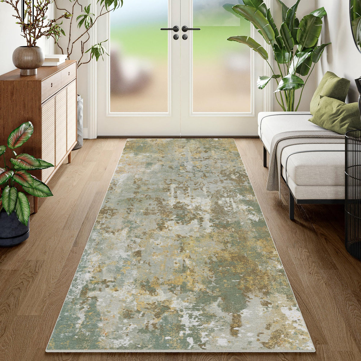 Entryway Rug 2x3 Grey Door Mat Indoor Entrance 24x36, Washable Small Throw Rugs for Kitchen Floor, Entry, Front Door, Bedroom Bedside, Non-Slip Low Pile Stain & Fade Resistant, Abstract Gray