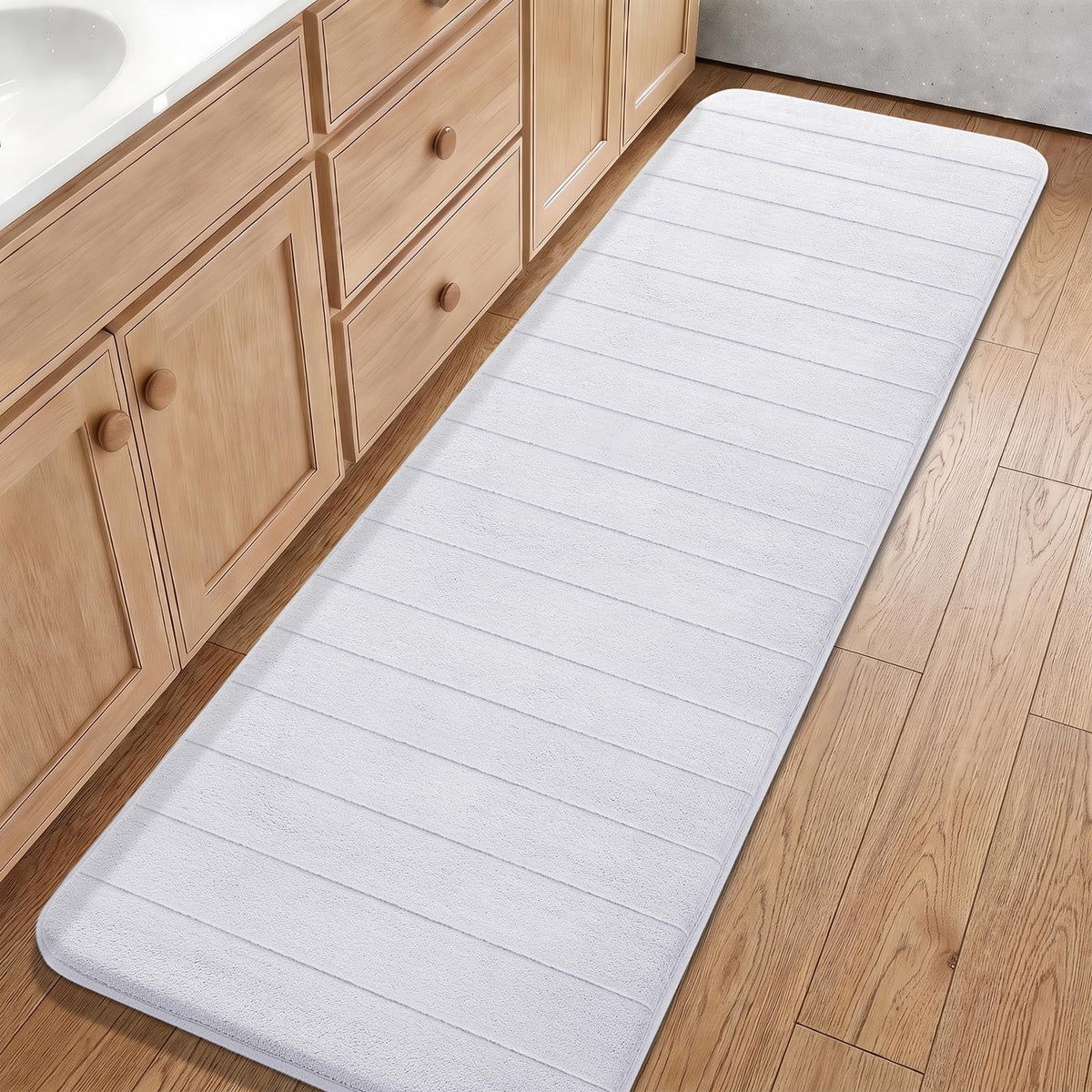 Yimobra Memory Foam Bath Mat, Super Soft & Absorbent Bathroom Rug, Grey