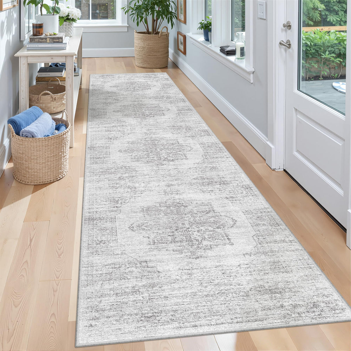 2x8 Runner Rug Non Slip,Washable Hallway Runner Rug,Beige