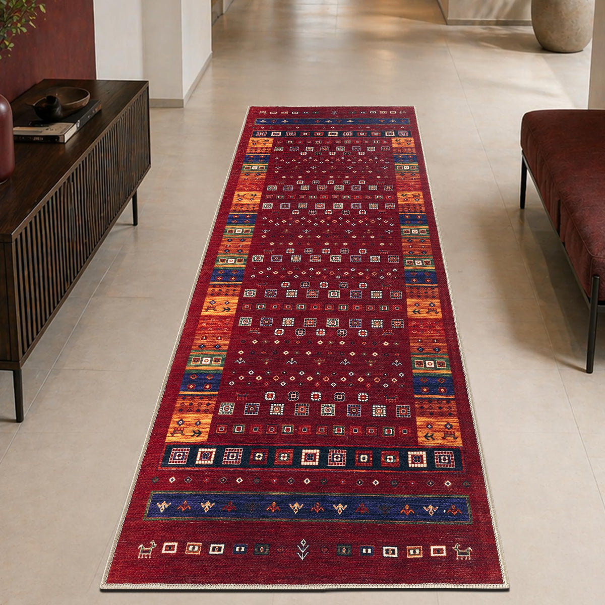 Keen Home Design Vintage Washable Entryway Rug, Non-Slip Low Pile, 2x3