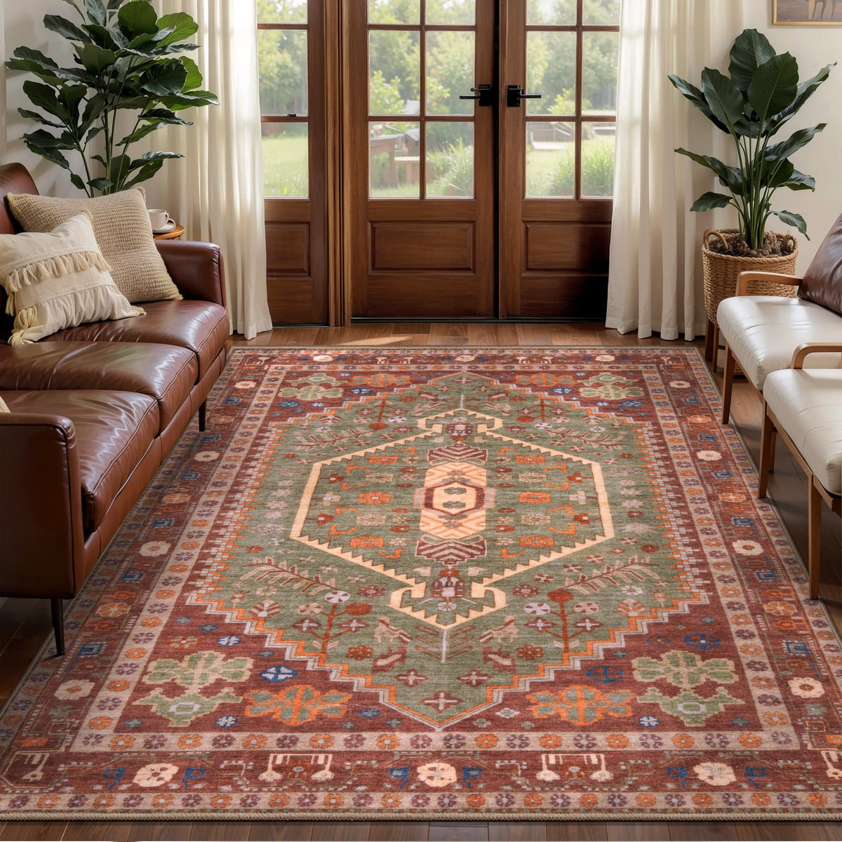Ciicool Washable 3x5 Area Rug,Boho Non-Slip Indoor Mat for Entryway Kitchen