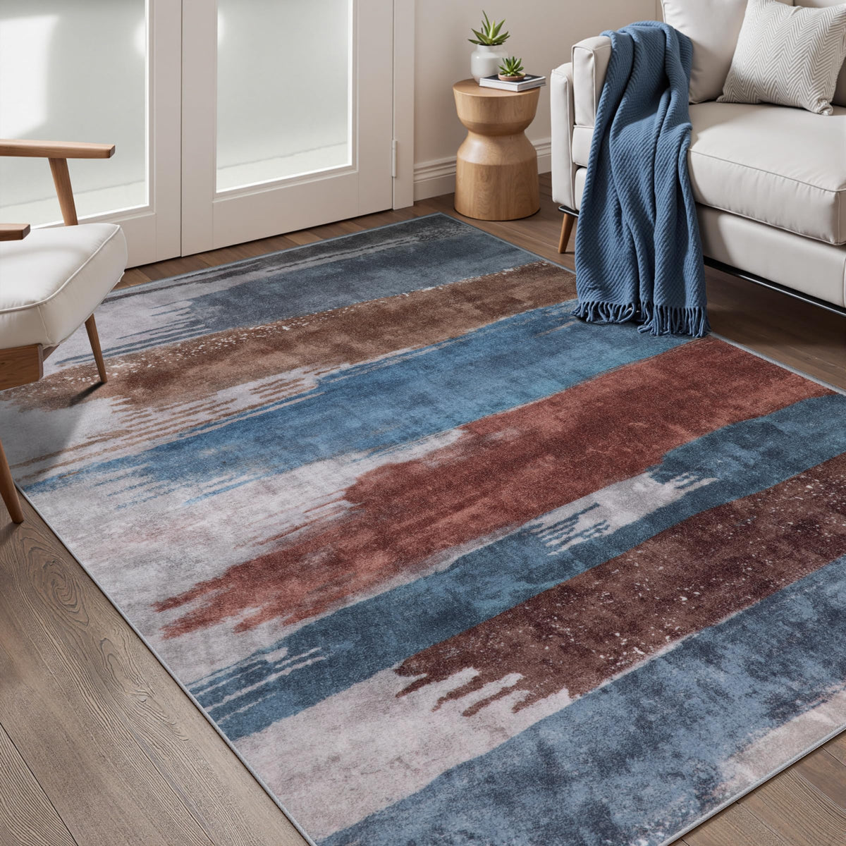 Ciicool Washable Area Rug 2x3 Entryway Rug, Modern Abstract Entry Mat Navy