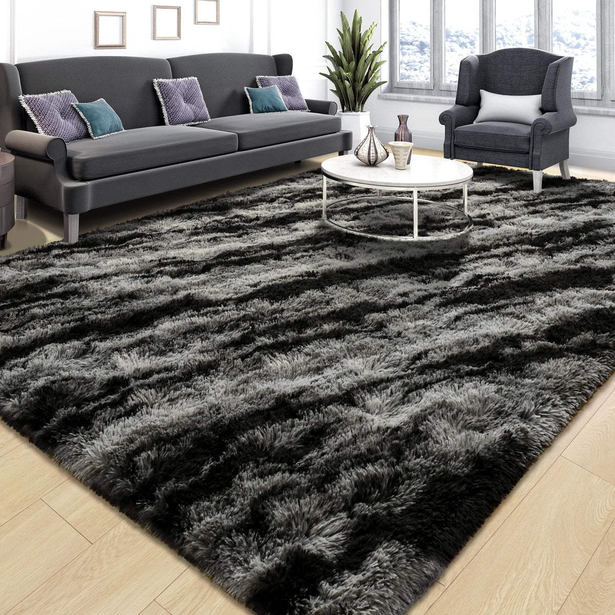 Tepook Black Soft Runner Rugs for Bedroom 2x6 ft with Rubber Backing