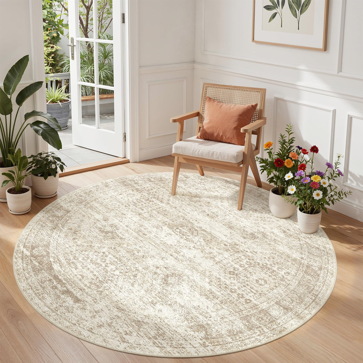 2x8 Runner Rug Non Slip,Washable Hallway Runner Rug,Beige