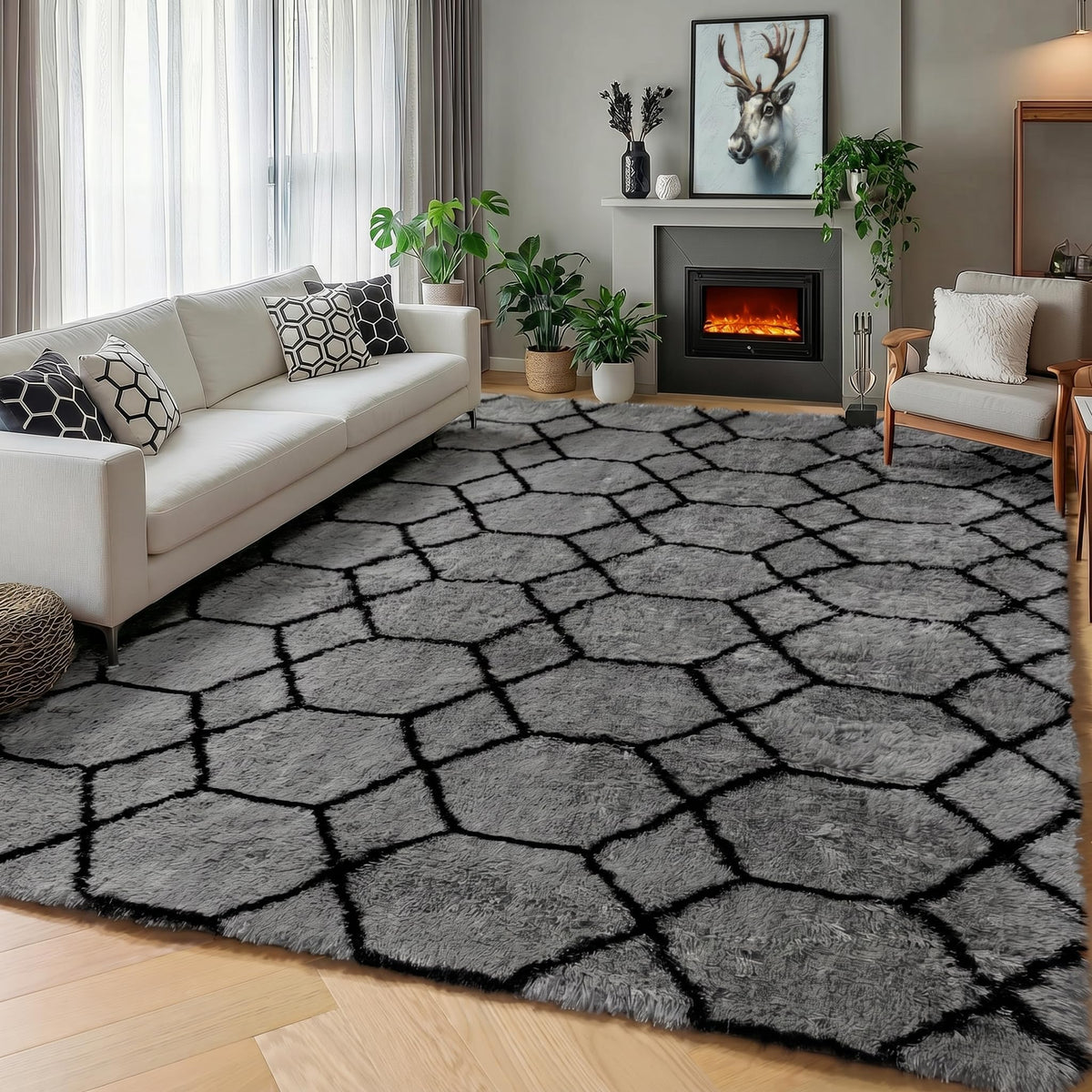 White Runner Rugs for Bedroom Living Room, Fluffy 2x6 Bedside Soft Area Rug