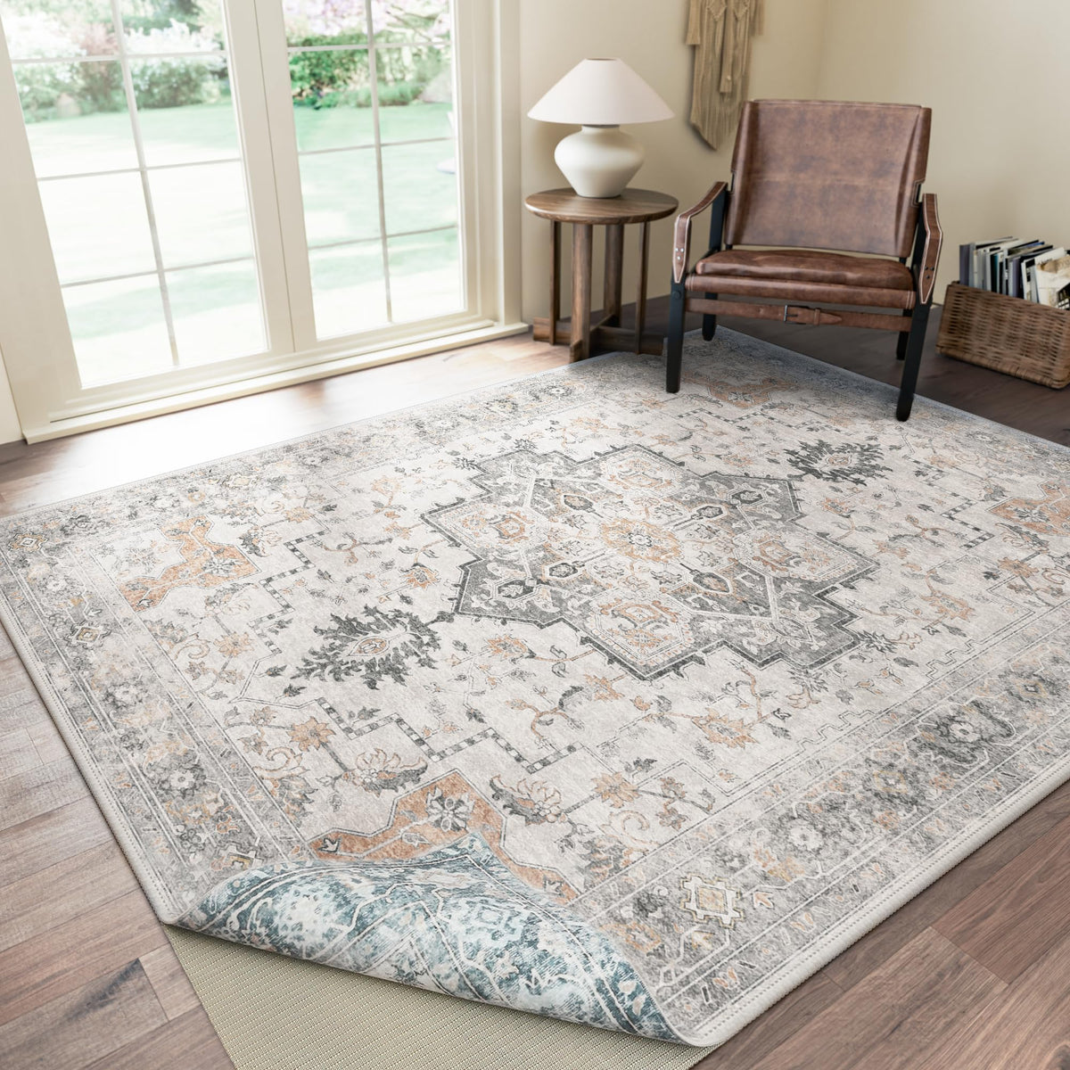 GENIMO 2x5 Washable Runner Rug Non Slip for Hallway, Light Taupe Brown