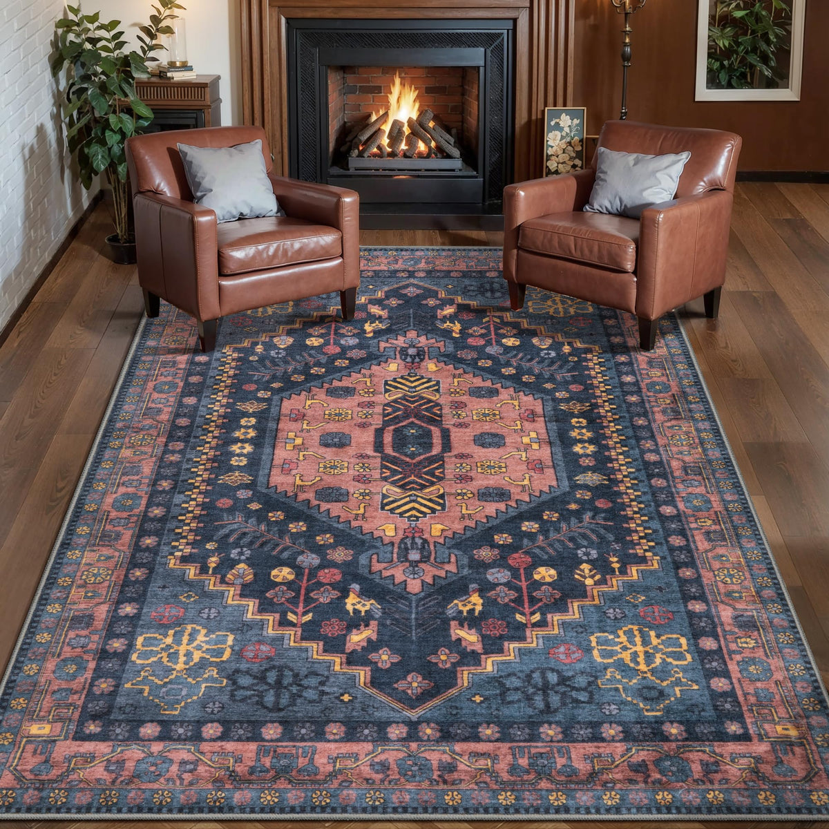 Ciicool Washable 3x5 Area Rug,Boho Non-Slip Indoor Mat for Entryway Kitchen