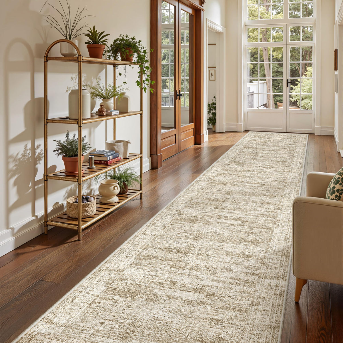 2x8 Runner Rug Non Slip,Washable Hallway Runner Rug,Beige