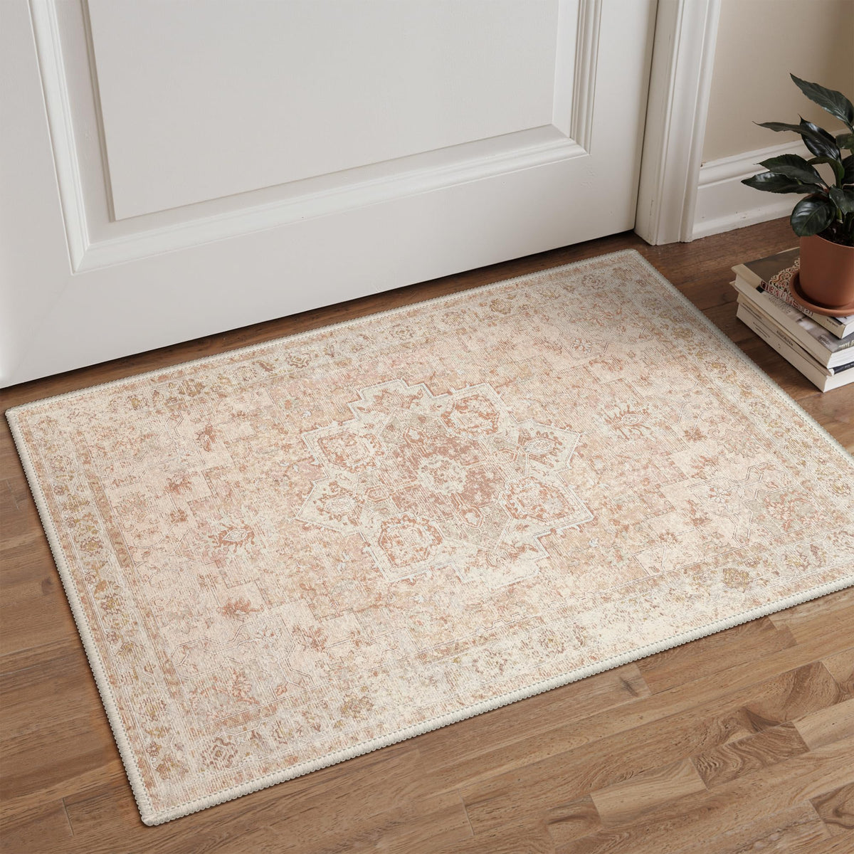 GENIMO 2x5 Washable Runner Rug Non Slip for Hallway, Light Taupe Brown