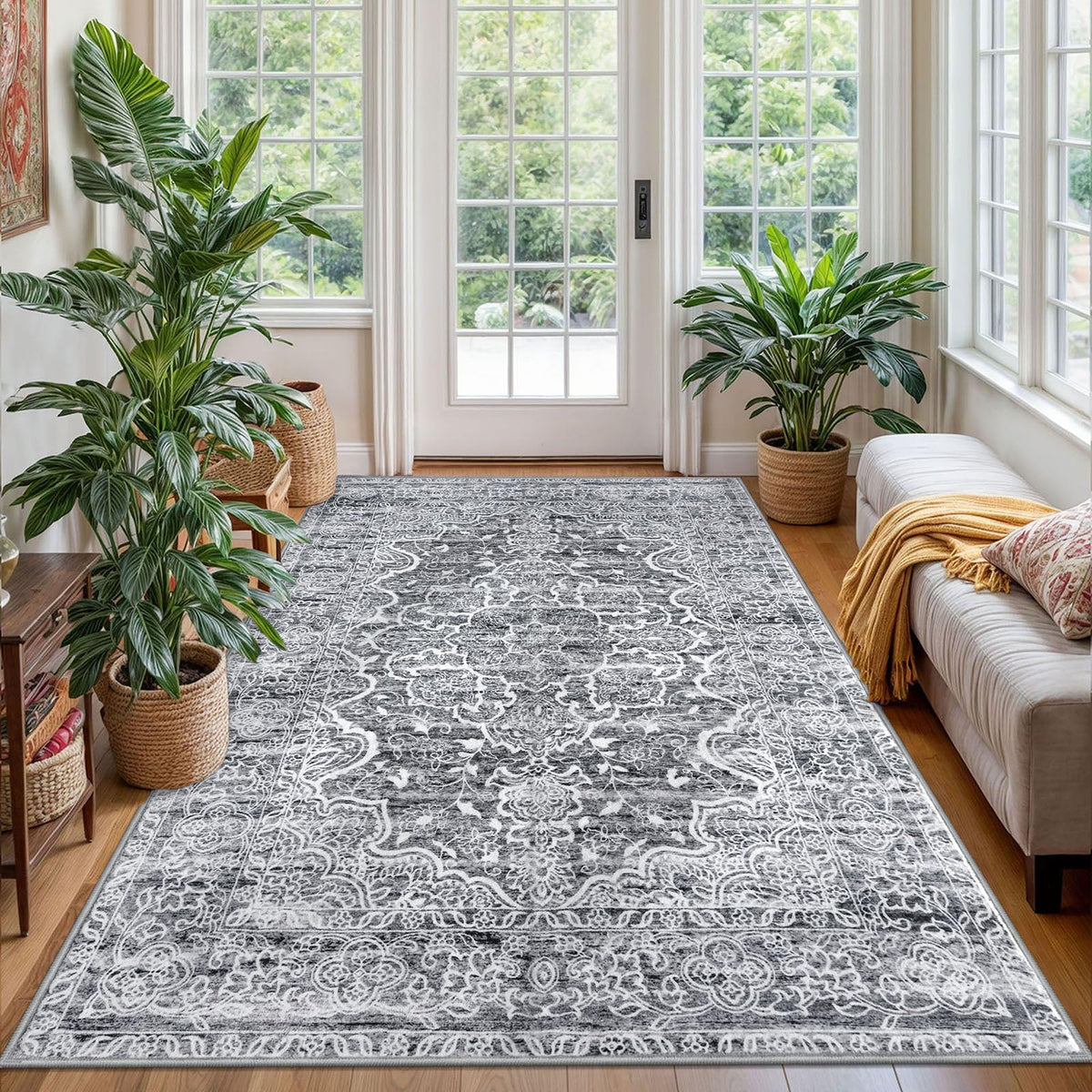 KUTA Entryway Rugs Indoor Washable Small Area Rug 2x3 Blue Entrance Carpet