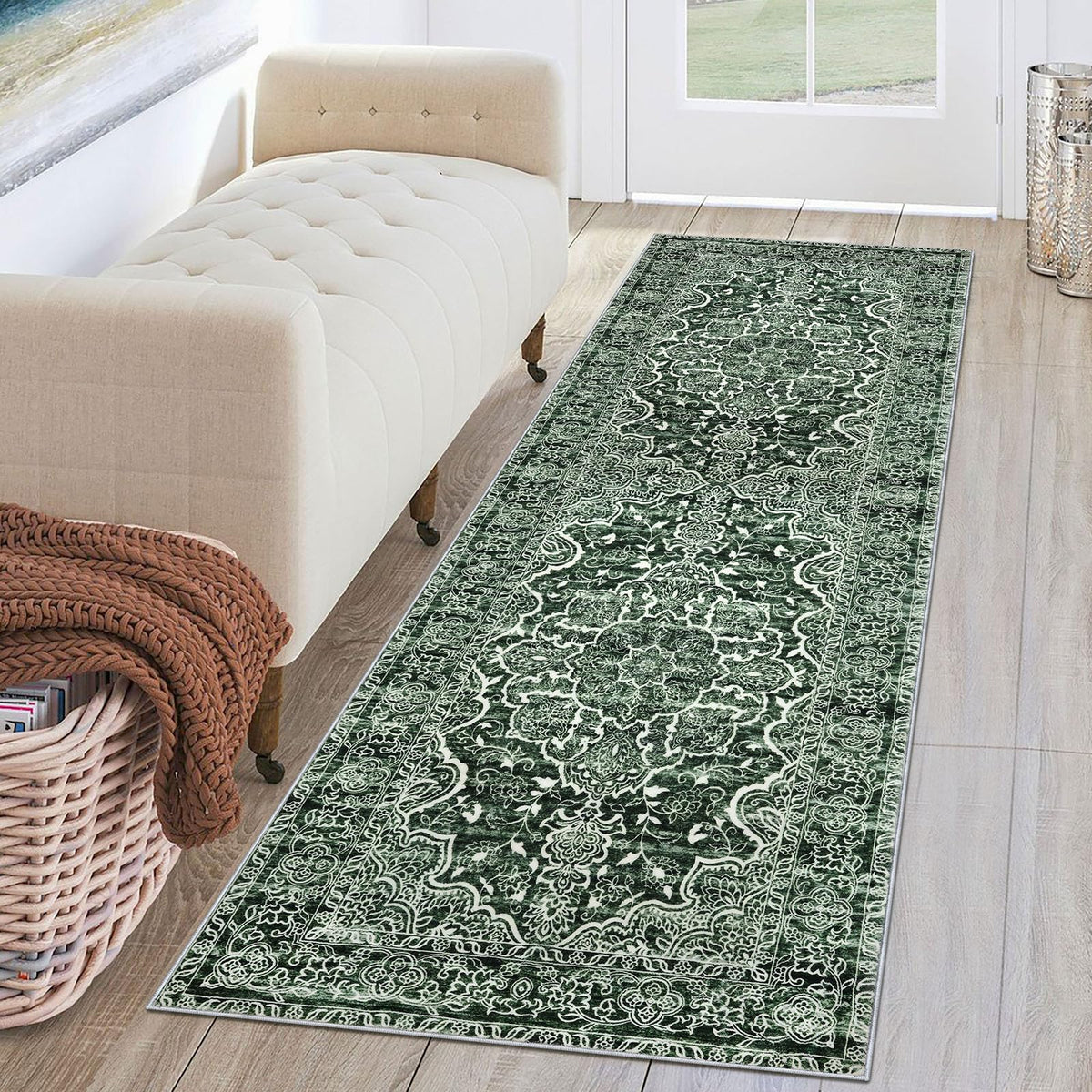 KUTA Entryway Rugs Indoor Washable Small Area Rug 2x3 Blue Entrance Carpet