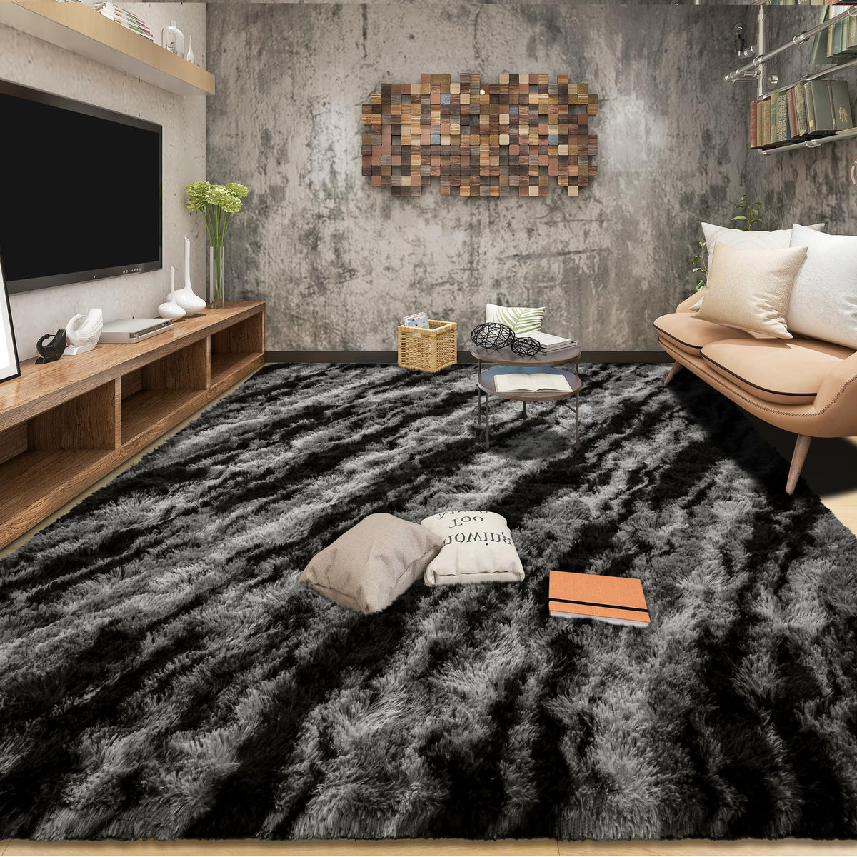 Tepook Black Soft Runner Rugs for Bedroom 2x6 ft with Rubber Backing