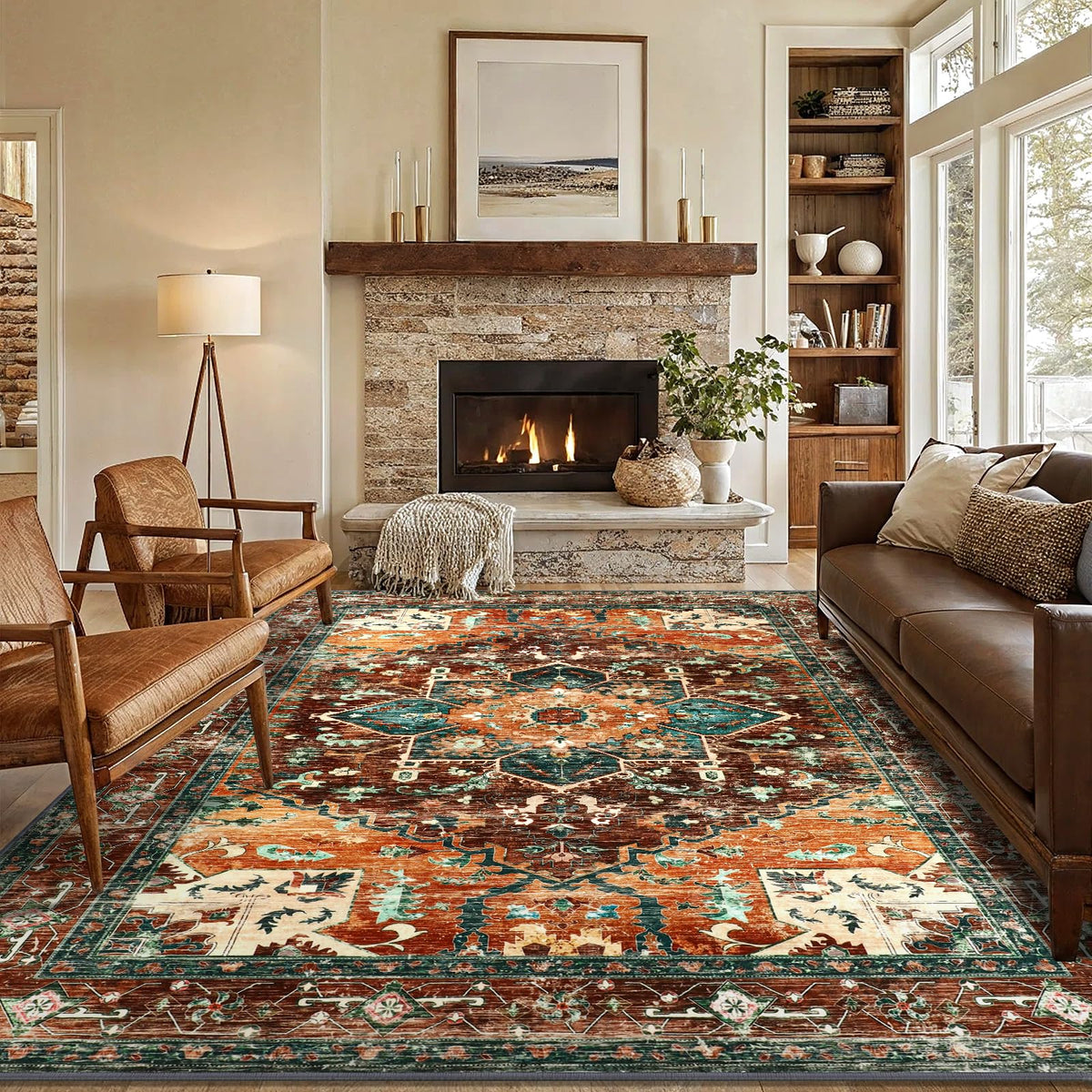 Yamaziot Washable Runner Rug, 2x8 Non-Slip Boho Vintage Hallway Kitchen Rug