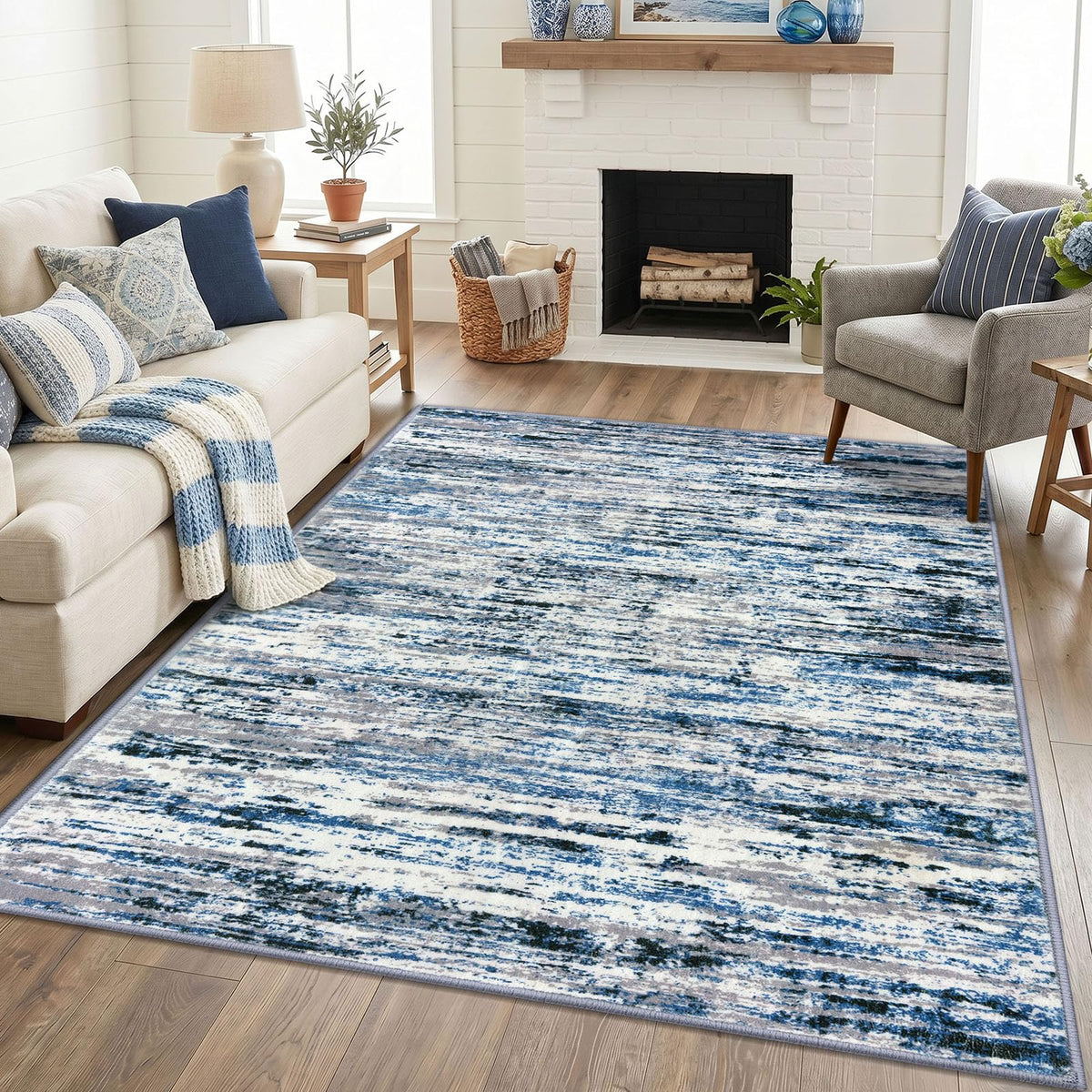 Lansny Abstract Washable 2x6 Runner Rug Non Slip Runners for Hallway