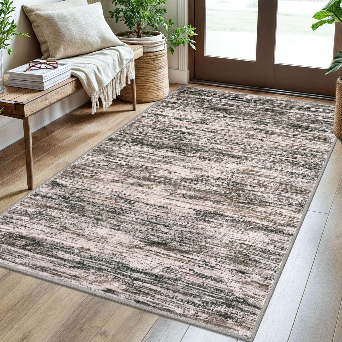 SIILOOM 3x5 Washable Area Rug Non Slip Door Mat Indoor for Entryway Bedside