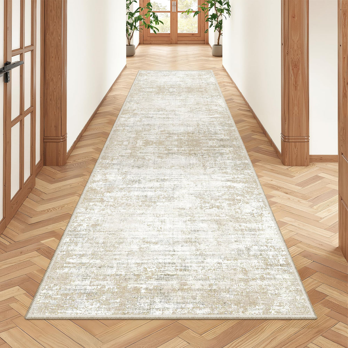 2x8 Runner Rug Non Slip,Washable Hallway Runner Rug,Beige