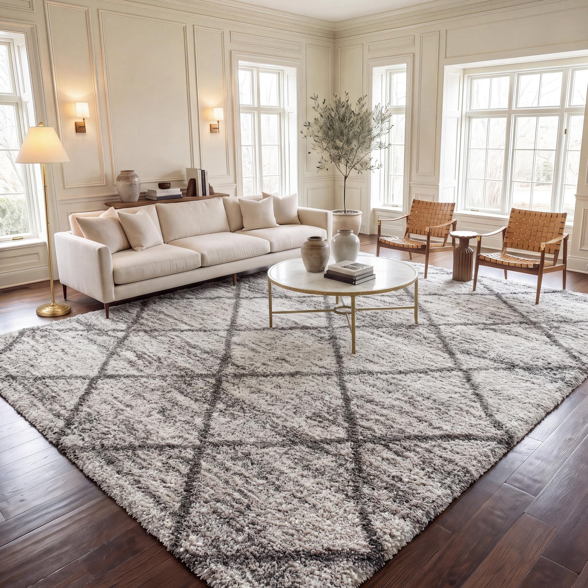SAFAVIEH Hudson Shag Accent Rug 2'x3', Soft Distressed Grey & Ivory SGH281K