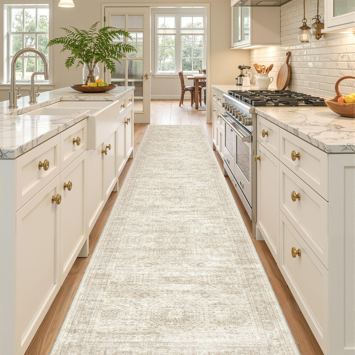 2x8 Runner Rug Non Slip,Washable Hallway Runner Rug,Beige