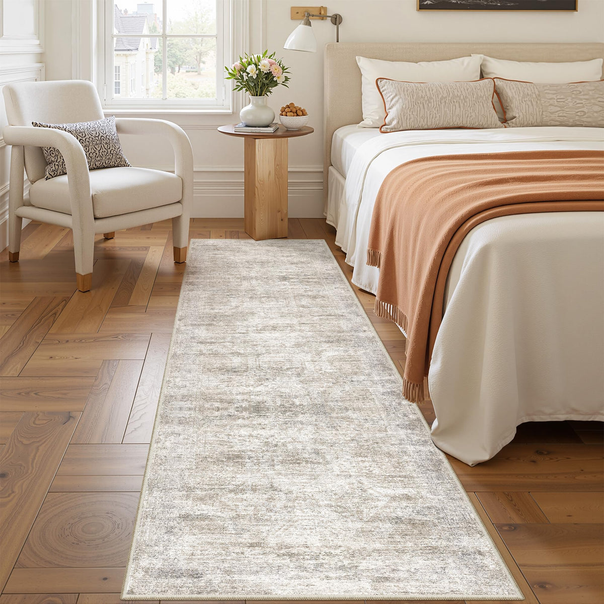 2x8 Runner Rug Non Slip,Washable Hallway Runner Rug,Beige