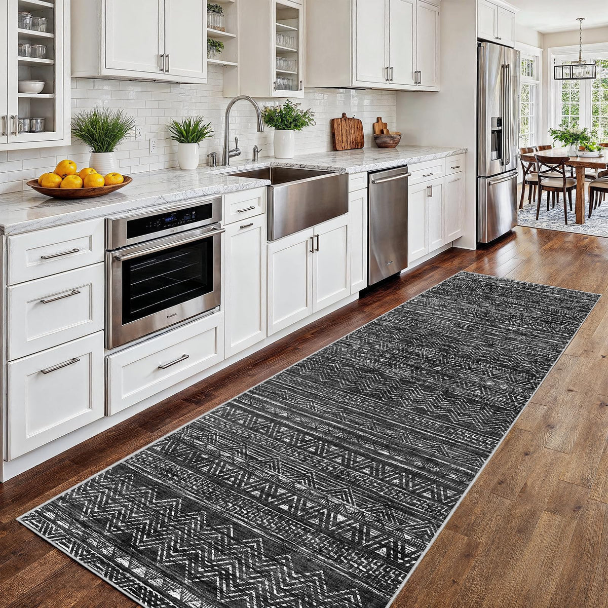 2x5 Runner Rug Washable Moroccan: Non Slip Kitchen Long Floor Mat Beige