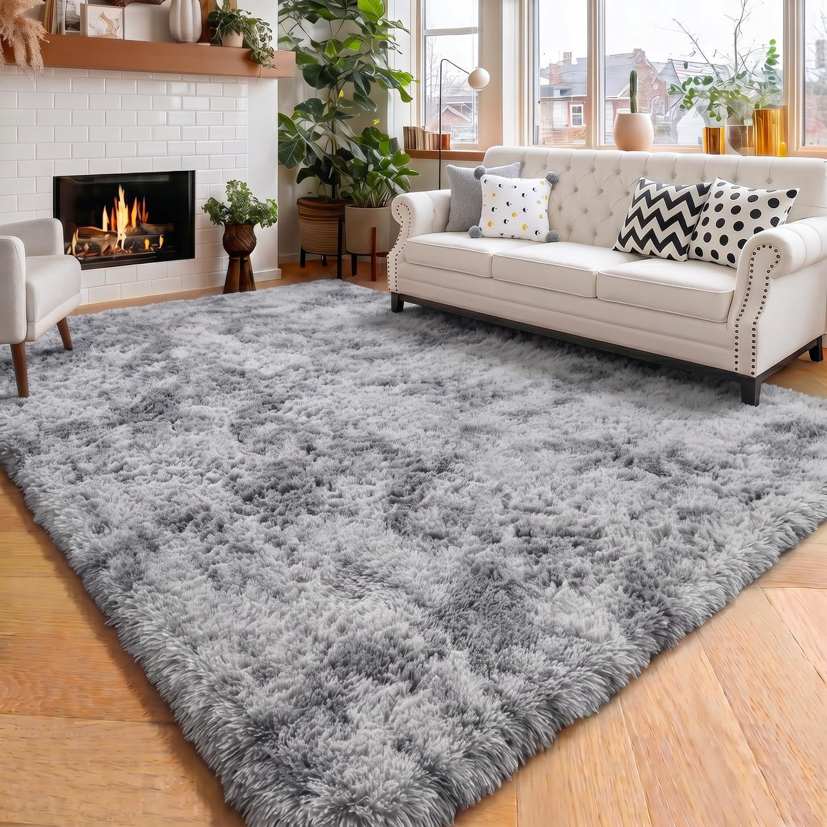 Amdrebio Burnt Orange Fall Shag Runner Area Rug 2x6 for Bedroom Living Room
