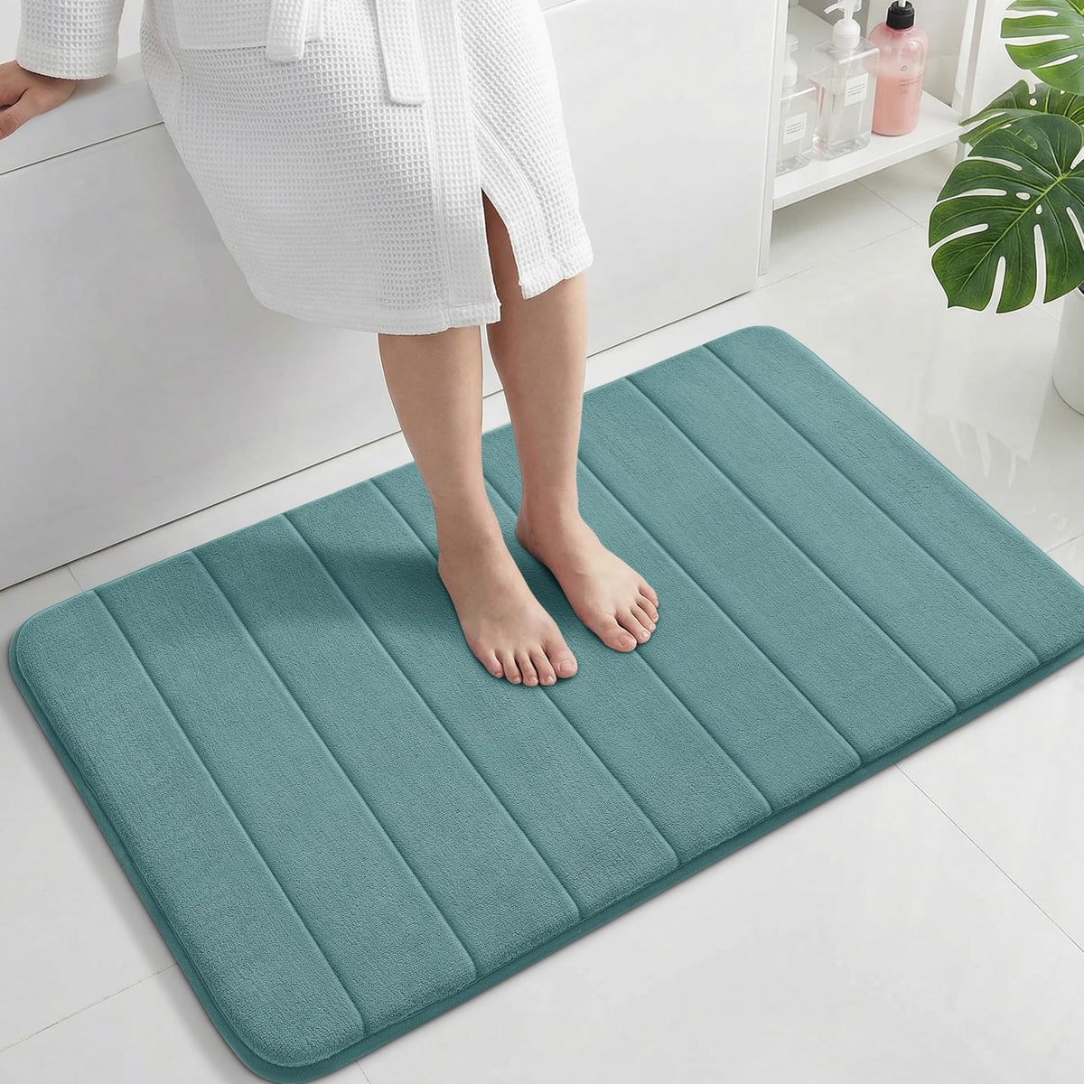 Yimobra Memory Foam Bath Mat, Super Soft & Absorbent Bathroom Rug, Grey