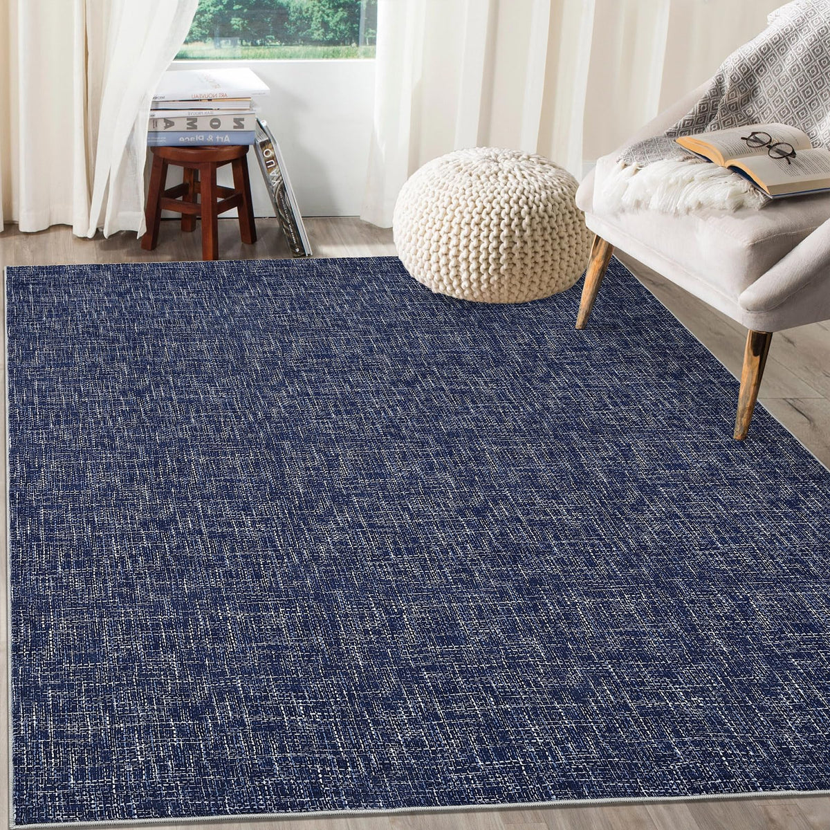 RUGSREAL Small Area Rug 2x3 Entryway Mat with Rubber Backing Stain Resistant Throw Carpet Modern Solid Color Bath Mat Contempowary Washable Rug for Living Room Bedroom Dining Room Kitchen, Beige 2x3