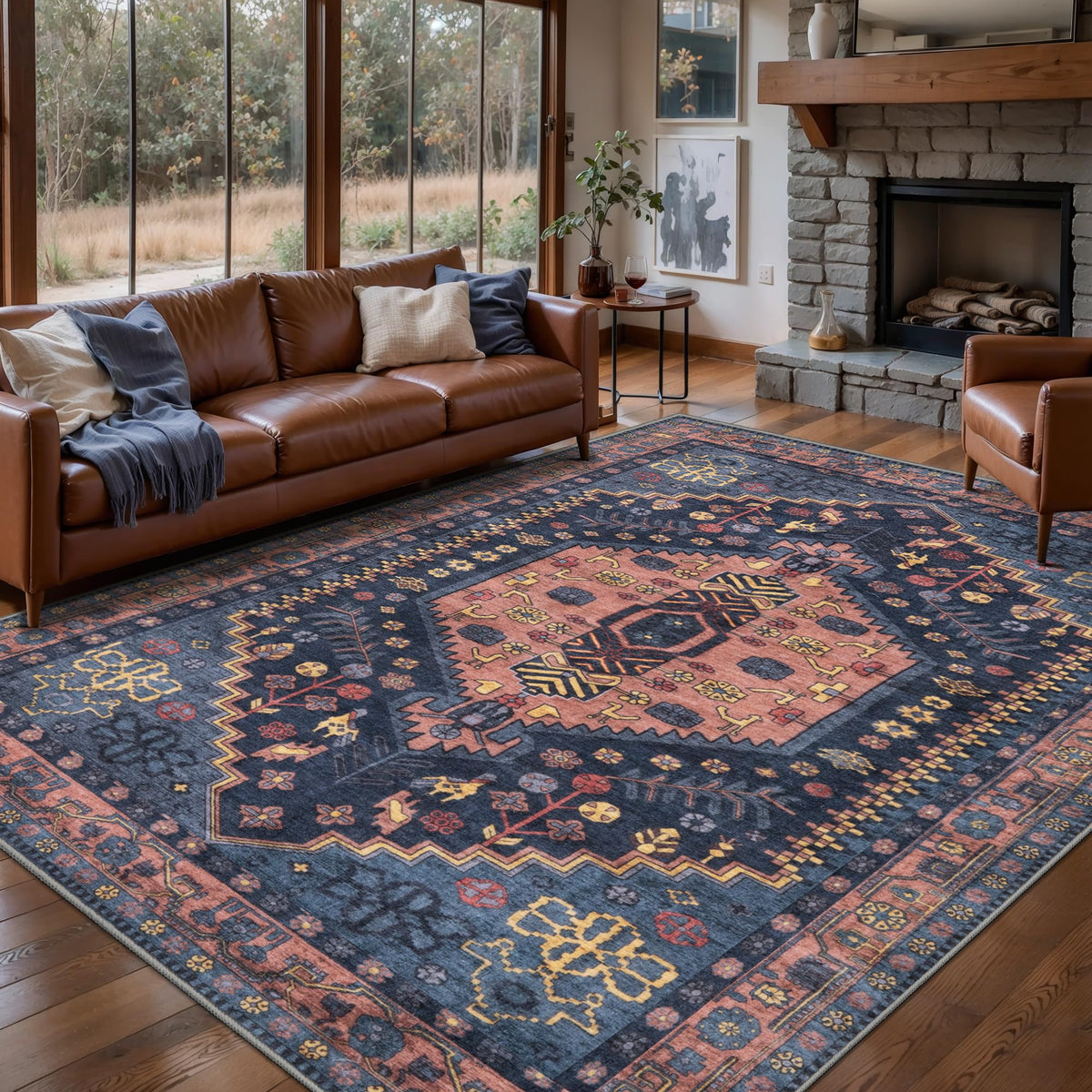 Ciicool Washable 3x5 Area Rug,Boho Non-Slip Indoor Mat for Entryway Kitchen