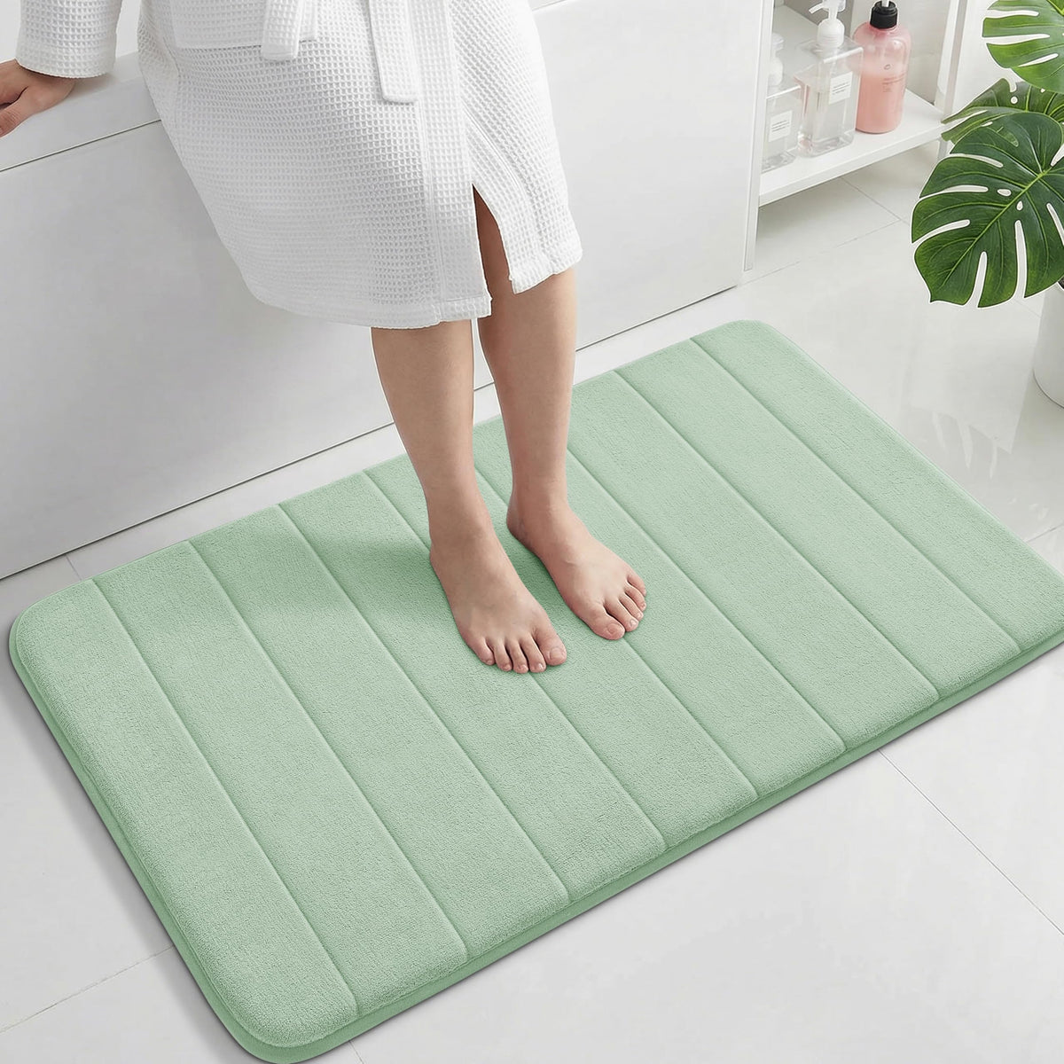 Yimobra Memory Foam Bath Mat, Super Soft & Absorbent Bathroom Rug, Grey